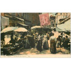 carte postale ancienne 06 NICE. Le Marché aux Fleurs 1907