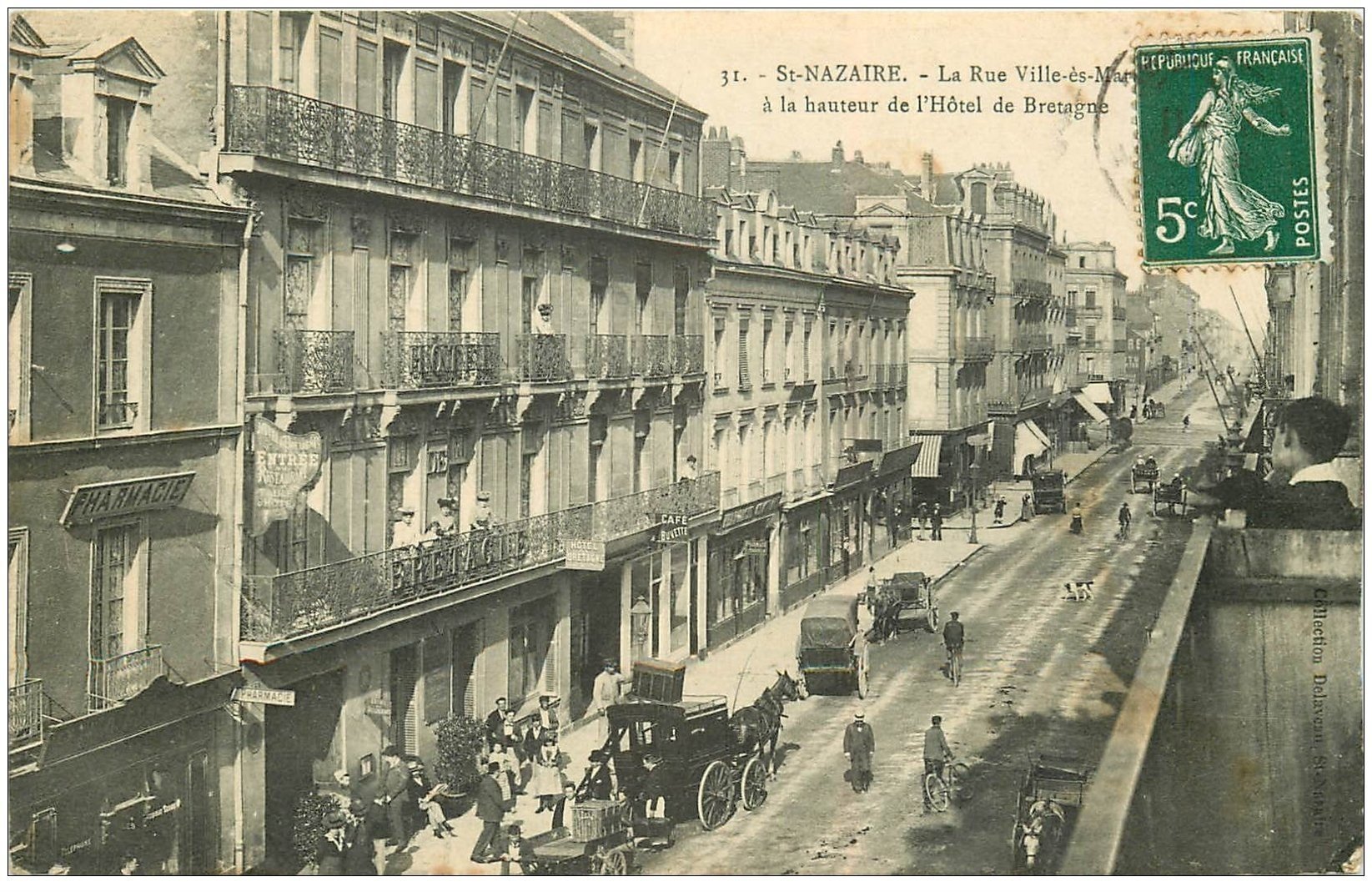 Carte Postale Ancienne 44 Saint-Nazaire Rue Neuve - Noir Et Blanc Années 1910