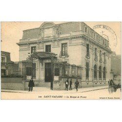 carte postale ancienne 44 SAINT-NAZAIRE. La Banque de France. Tampon Militaire