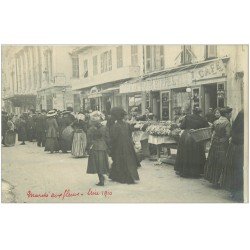 carte postale ancienne 06 NICE. Le Marché aux Fleurs 1910. Café à la Tour Eiffel