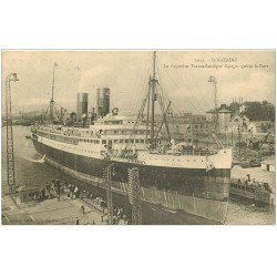 carte postale ancienne 44 SAINT-NAZAIRE. Le Paquebot "" ESPAGNE "" quitte le Port 1913