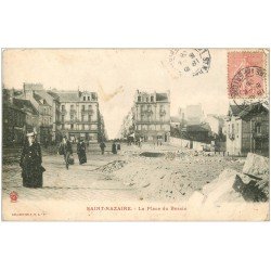 carte postale ancienne 44 SAINT-NAZAIRE. Place du Bassin 1906