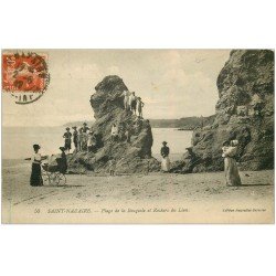 carte postale ancienne 44 SAINT-NAZAIRE. Plage Rougeole et Rochers du Lion 1917