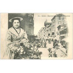 carte postale ancienne 06 NICE. Le Marché aux Fleurs et Fleuriste 1903
