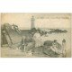 carte postale ancienne 44 SAINT-NAZAIRE. Rochers et Phare de Ville-es-Martin 1917