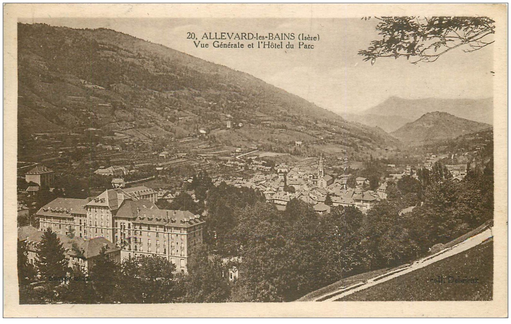 carte postale ancienne 38 ALLEVARD-LES-BAINS. Hôtel du Parc 1933