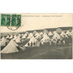 carte postale ancienne 38 CAMP DE CHAMBARAN. Campement de Chasseurs 1912