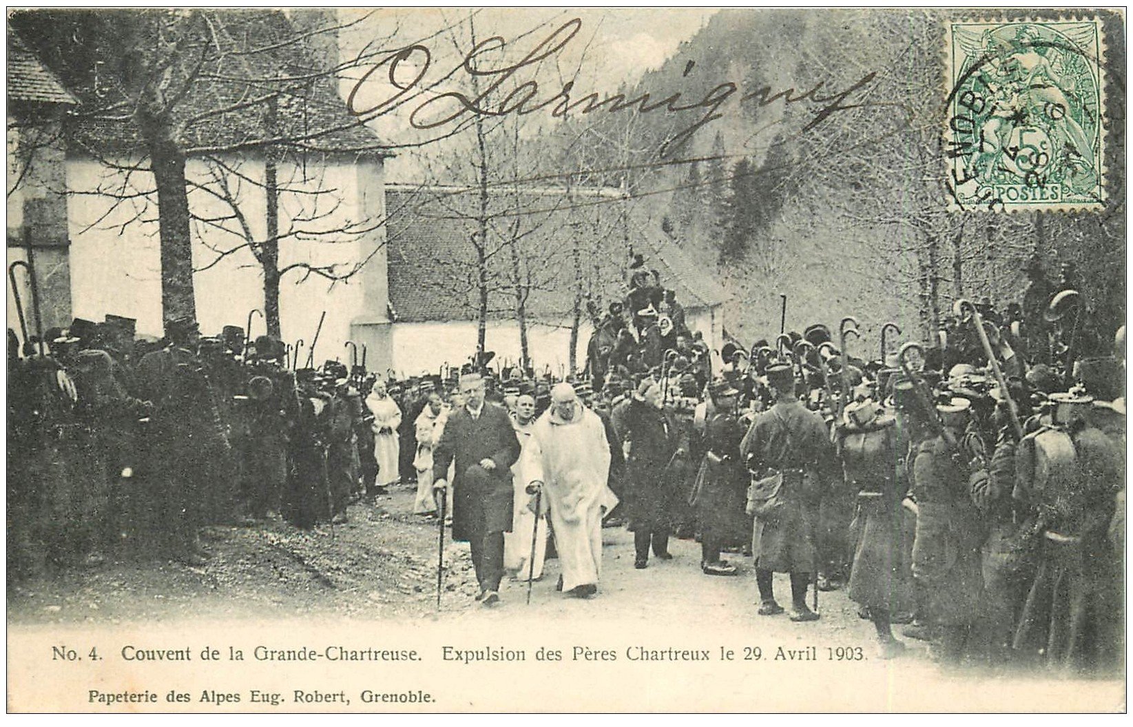 carte postale ancienne 38 CHARTREUSE. Expulsion Pères Chartreux 1907 n°4