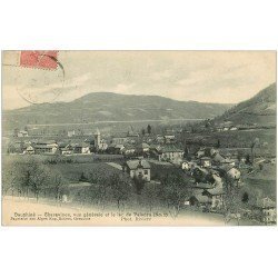 carte postale ancienne 38 CHAVARINES. Village et Lac de Paladru 1907
