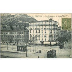 carte postale ancienne 38 GRENOBLE. Bastille Place de la Gare 1921