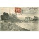 carte postale ancienne 38 GRENOBLE. Bords Isère 1911 Femme ramassant de l'herbe...