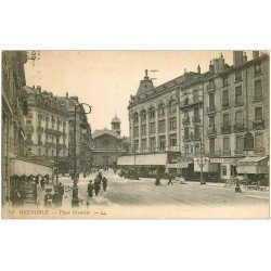 carte postale ancienne 38 GRENOBLE. Place Grenette 1920