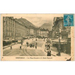 carte postale ancienne 38 GRENOBLE. Place Grenette 1923