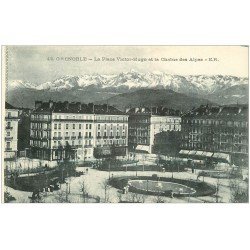 carte postale ancienne 38 GRENOBLE. Place Victor-Hugo et Alpes