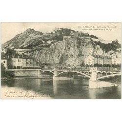 carte postale ancienne 38 GRENOBLE. Pont Esplanade et Forts Rabots Bastille 1905