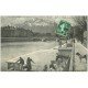 carte postale ancienne 38 GRENOBLE. Pont Hôpital et Montagne Moucherotte. Lavandières 1916