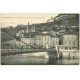 carte postale ancienne 38 GRENOBLE. Pont suspendu Quai Perrière 1917