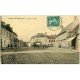 carte postale ancienne 02 ANIZY-LE-CHATEAU. Place d'Armes 1909. Hôtel Europe. Carte toilée