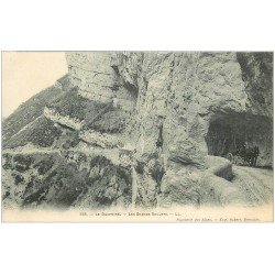 carte postale ancienne 38 LES GRANDS GOULETS. Attelage vers 1900