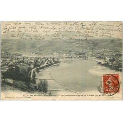 carte postale ancienne 38 LES ROCHES-DE-CONDRIEU. Vue 1908 Chaîne du Pilat