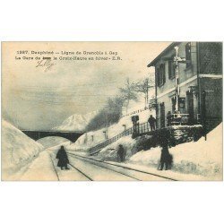 carte postale ancienne 38 LUS LA CROIX HAUTE. La Gare de Lalley 1925