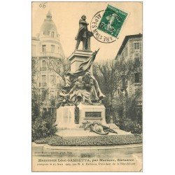 carte postale ancienne 06 NICE. Statue de Gambetta 1909
