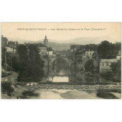 carte postale ancienne 38 PONT-DE-BEAUVOISIN. Pont François I° sur Guiers 1916
