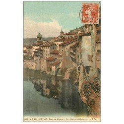 carte postale ancienne 38 PONT-EN-ROYANS. Maisons suspendues sur la Bourne 1915