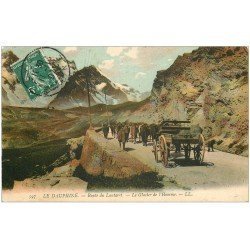 carte postale ancienne 38 ROUTE DU LAUTARET. Troupeau de Vaches Glacier de l'Homme 1907