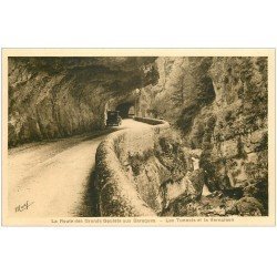 carte postale ancienne 38 ROUTE GOULETS AUX BARAQUES. Tunnels Vernaison voiture ancienne
