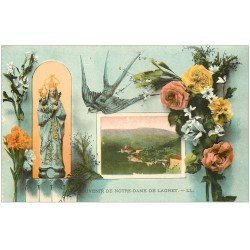 carte postale ancienne 06 NOTRE-DAME DE LAGHET. Souvenir Hirondelle et Fleurs