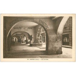 carte postale ancienne 39 ARBOIS. Les Arcades. Banque du Jura