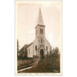 carte postale ancienne 39 FONCINE-LE-BAS. Eglise et Monument aux Morts 1949