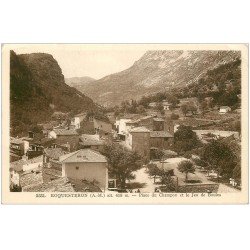 carte postale ancienne 06 ROQUESTERON. Place du Champon et le Jeu de Boules 1947. Pétanque