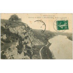carte postale ancienne 39 ROCHEFORT. Rochers et Chapelle 1912 personnage