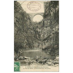 carte postale ancienne 39 SALINS-LES-BAINS. Pont du Diable 1923 vu d'Aval