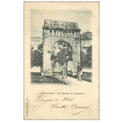 carte postale ancienne 73 AIX-LES-BAINS. Arc Campanus et Porteurs. Timbre 5 Centimes 1903