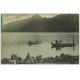 carte postale ancienne 73 AIX-LES-BAINS. Ballades en barques Lac du Bourget 1910 Dent du Chat et Femme assie avec Bébé