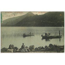 73 AIX-LES-BAINS. Ballades en barques Lac du Bourget 1910 Dent du Chat et Femme assise avec Bébé