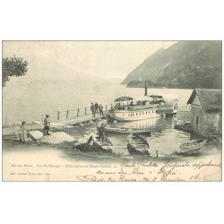 carte postale ancienne 73 AIX-LES-BAINS. Débarcadère Haute Combe 1902 Lac du Bourget