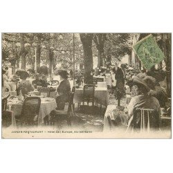 carte postale ancienne 73 AIX-LES-BAINS. Jardin Restaurant Hôtel de l'Europe 1920. Edition Berger