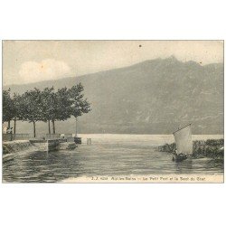 carte postale ancienne 73 AIX-LES-BAINS. Petit Port et Dent du Chat 1910