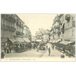 carte postale ancienne 73 AIX-LES-BAINS. Place Carnot Tramways Hippomobiles et Hôtel de la Poste