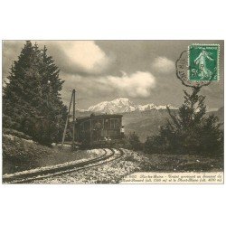 carte postale ancienne 73 AIX-LES-BAINS. Train Somment du Mont Revard et Mont Blanc 1912