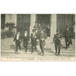 carte postale ancienne 73 CHAMBERY. Fêtes du Cinquantenaire. Président Fallières Hôpital 1910