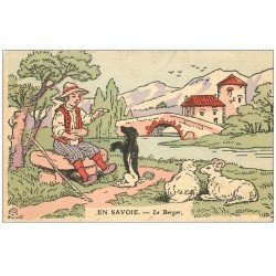 carte postale ancienne 73 EN SAVOIE. Le Berger, Chien, Bouc et Mouton