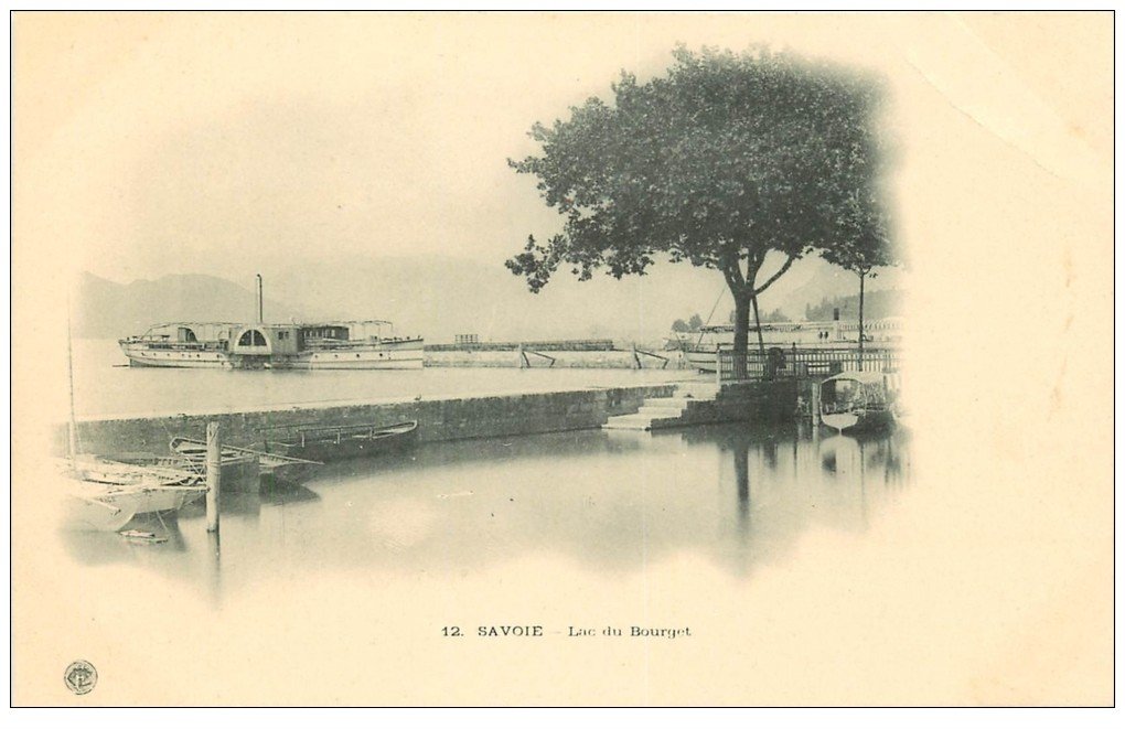 carte postale ancienne 73 LAC DU BOURGET. Bateau à Roues vers 1900