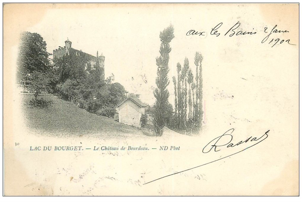 carte postale ancienne 73 LAC DU BOURGET. Château de Bourdeau 1902