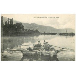 carte postale ancienne 73 LAC DU BOURGET. Pêcheurs à la Senne 1923. Métiers de la Mer et des Lacs