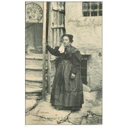 carte postale ancienne 73 LANSLEBOURG. Costumes Savoie. Timbre 1 Centime 1902